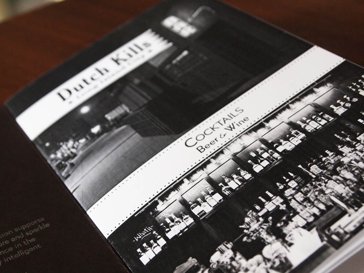 Dutch Kills Bar cocktail menu