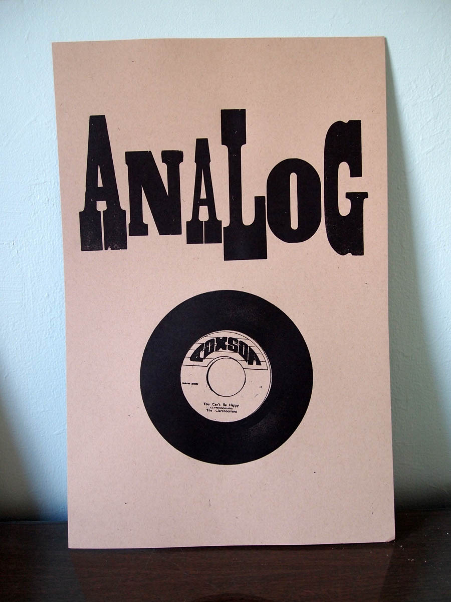 Analog decorative wood type letterpress wall art designed and printed by Giant Squid Press