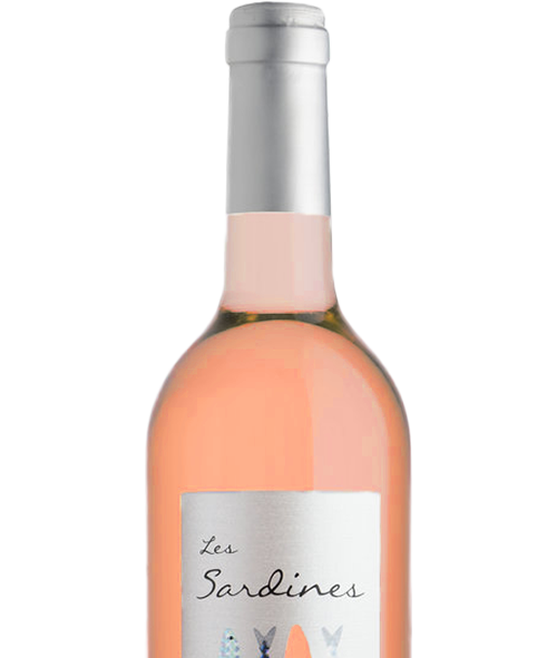 Les Sardines rose 2017 bottle and die-cut label