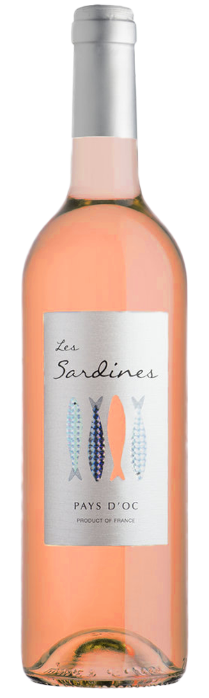 Les Sardines rose 2017 bottle and die-cut label