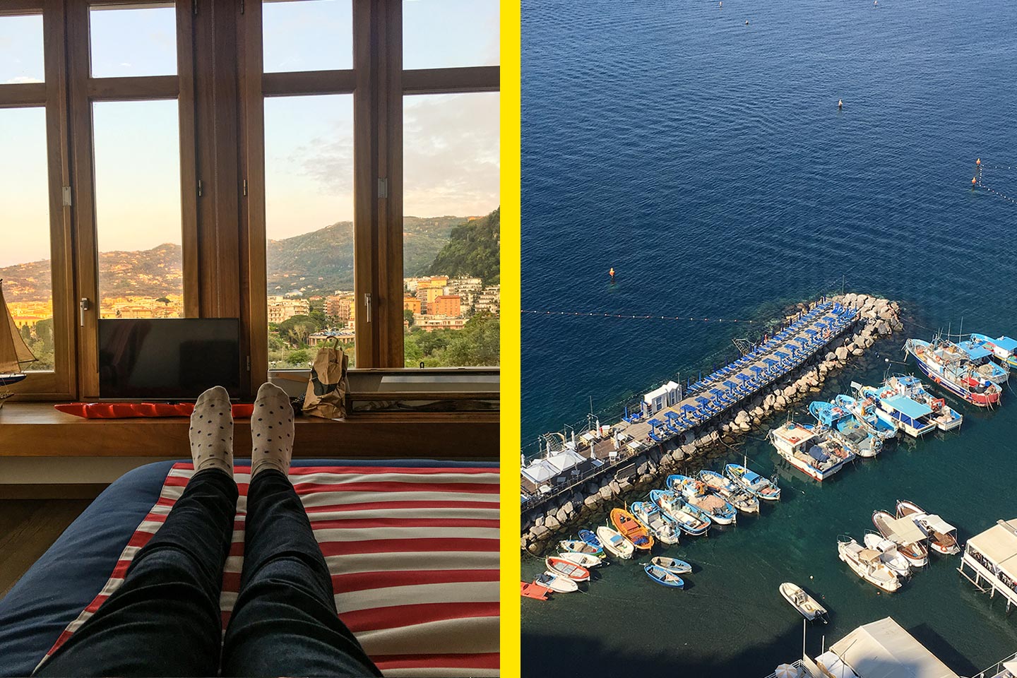View from bed and from the window i junior suite La Minervetta, SOrrento Italy