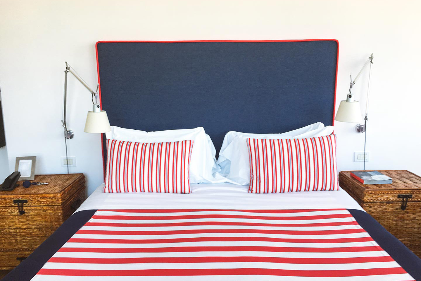 The junior suite overlooking the bay of Naples at the nautically themed Maison La Minervetta in Sorrento Italy